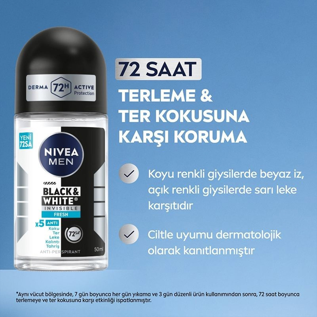 Invisible Black and White Fresh Erkek Roll-On 50 ml