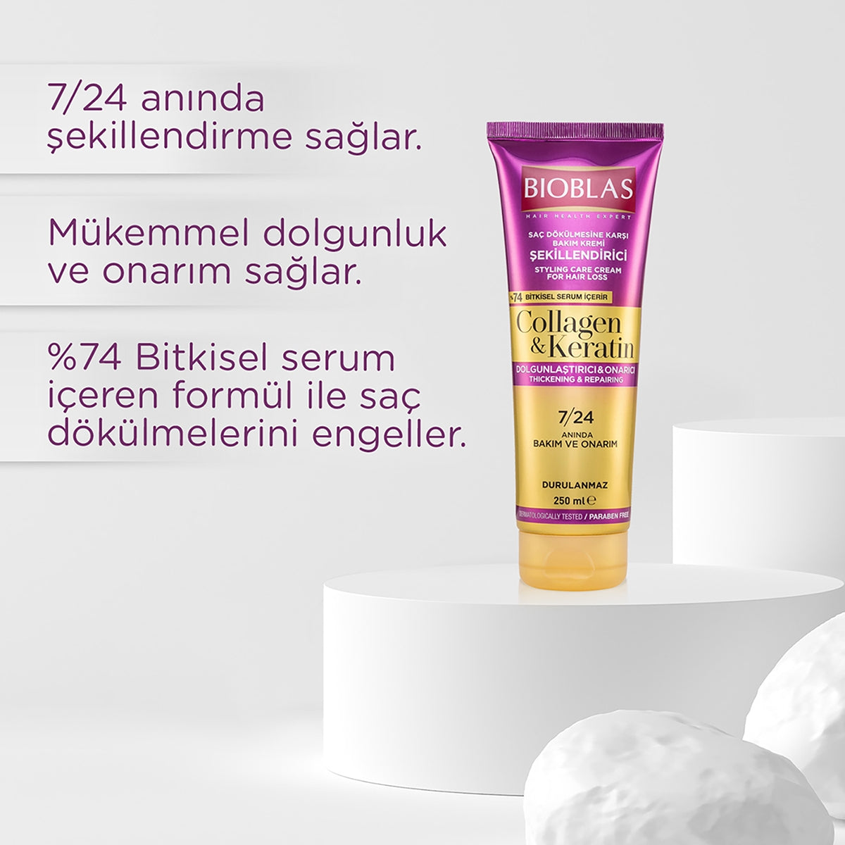 Kolajen&Keratin Dolgunlaştırıcı ve Onarıcı Saç Bakım Kremi 250 ml