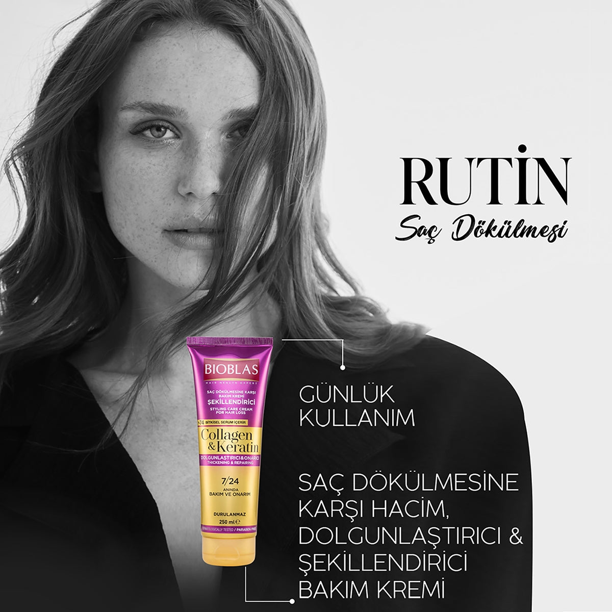 Kolajen&Keratin Dolgunlaştırıcı ve Onarıcı Saç Bakım Kremi 250 ml