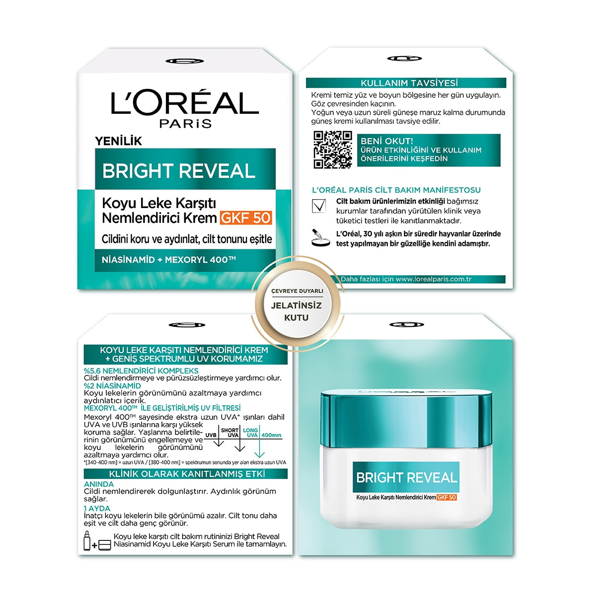Bright Reveal Koyu Leke Karşıtı, Cilt Tonu Eşitleyici Spf50+ Nemlendirici Krem Niasinamid 50ml