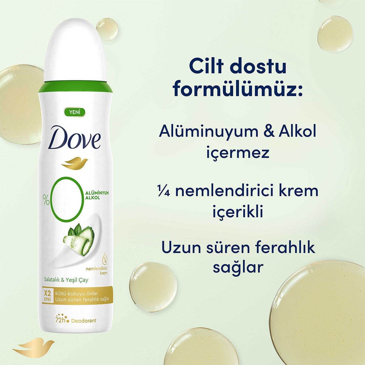 Kadın 0 Aliminyum Salatalık ve Yeşil Çay Deodorant Sprey 150 ml
