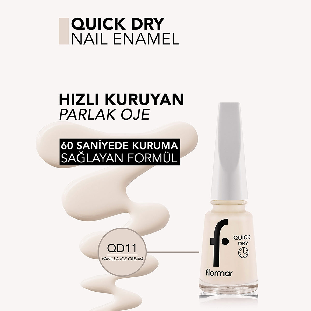 Oje Ouick Dry One-11 Vanilla Ica Cream New