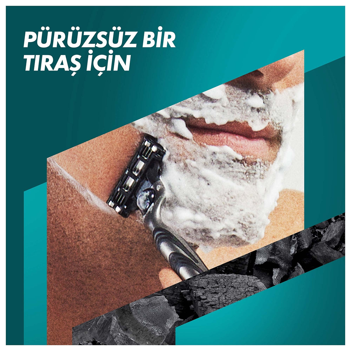 TIRAS MAKINESI MACH3 CHARCOAL 6'LI YEDEK BASLIK + STAND