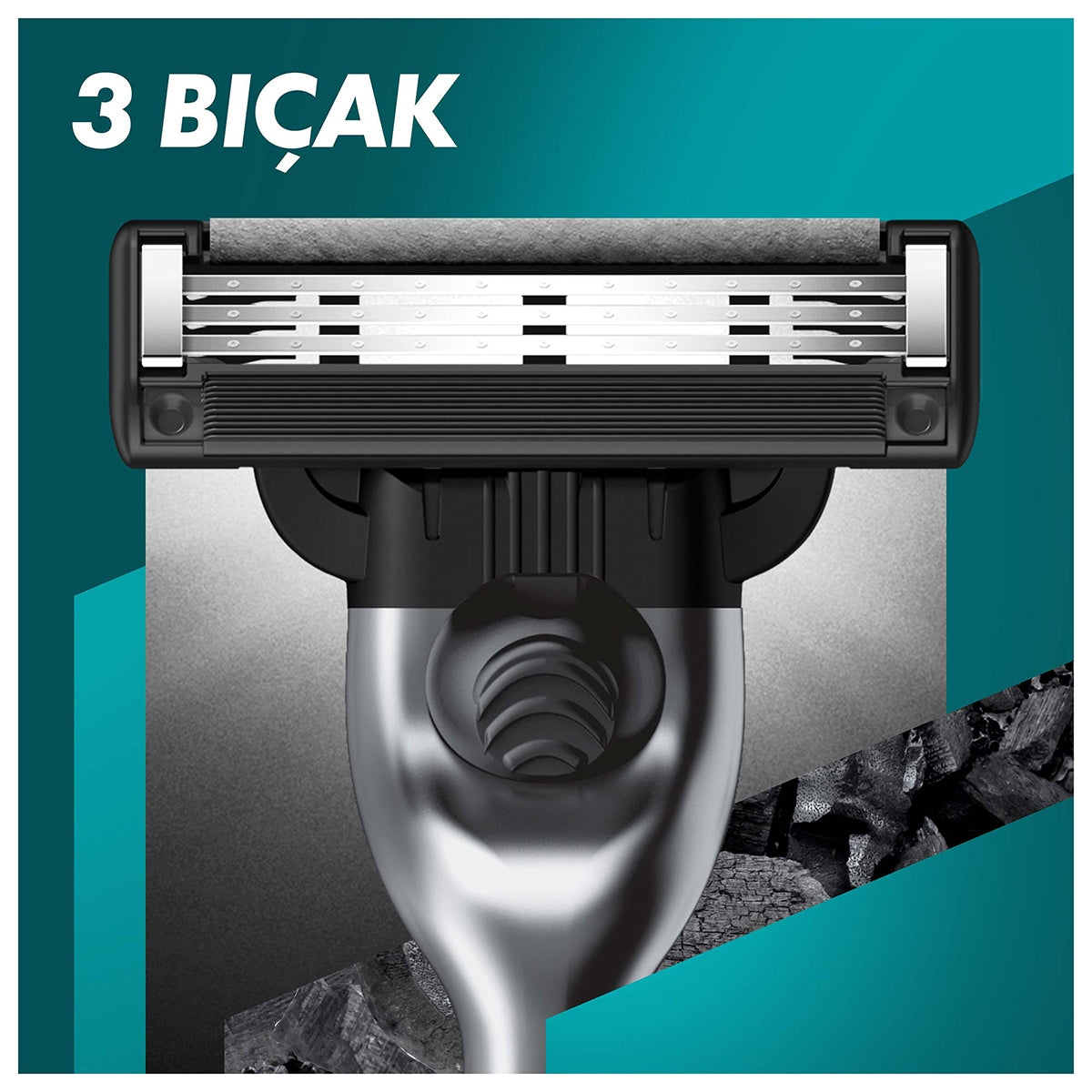 TIRAS MAKINESI MACH3 CHARCOAL 6'LI YEDEK BASLIK + STAND