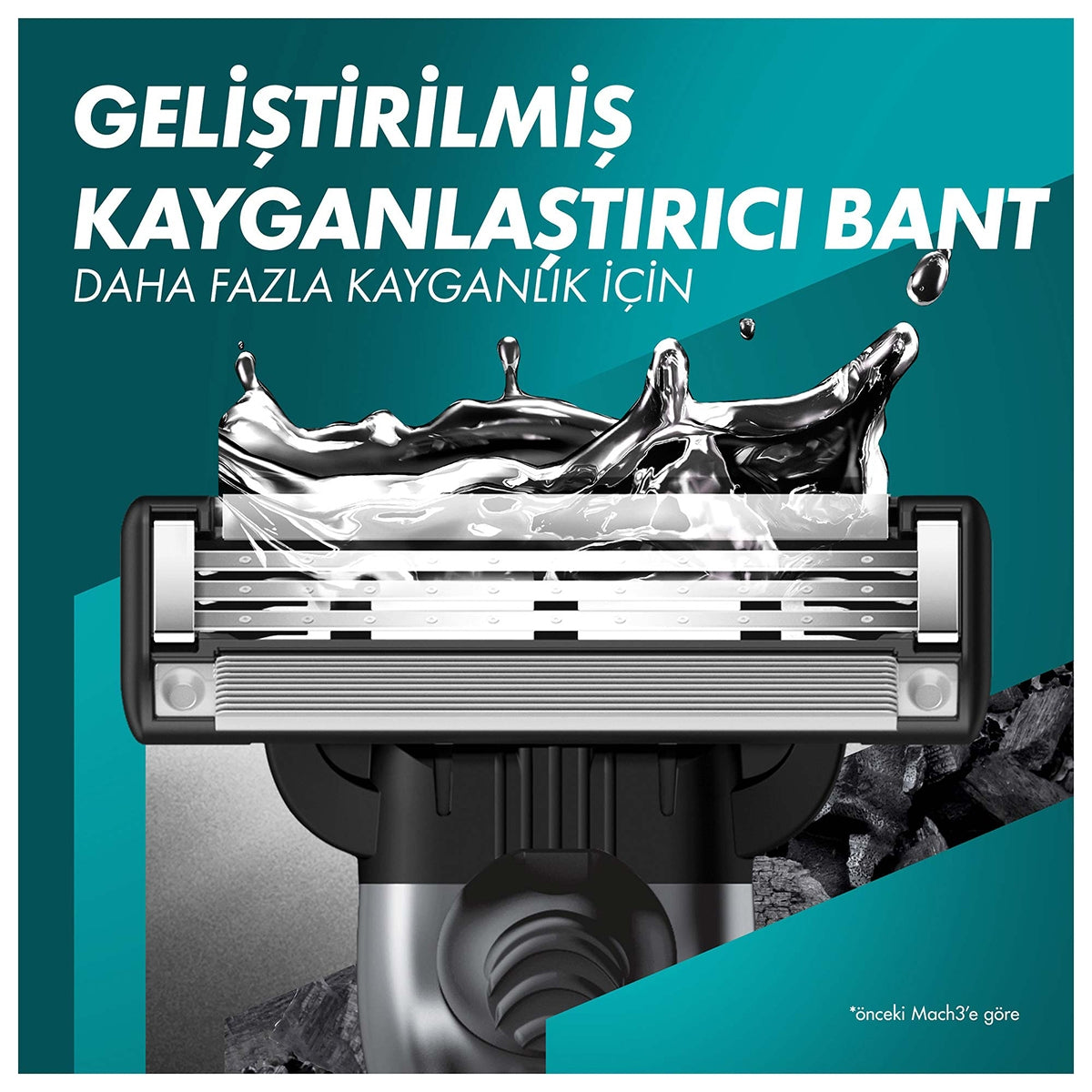 TIRAS MAKINESI MACH3 CHARCOAL 6'LI YEDEK BASLIK + STAND