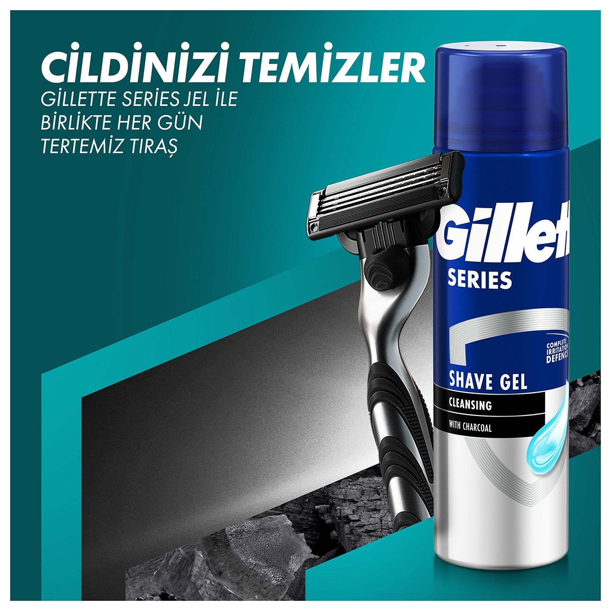 TIRAS MAKINESI MACH3 CHARCOAL 6'LI YEDEK BASLIK + STAND