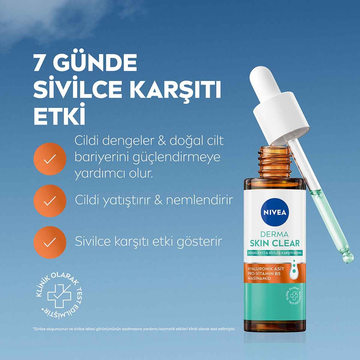 YUZ BAKIM SERUMU DERMA SKIN CLEAR SIVILCE KARSITI 30 ML