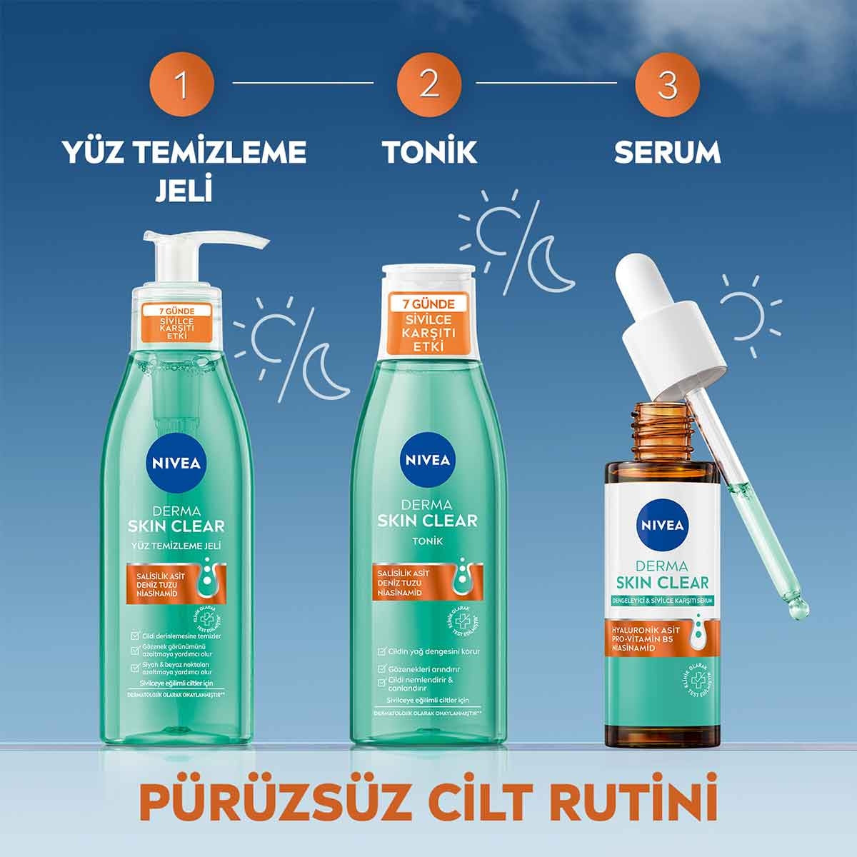 YUZ BAKIM SERUMU DERMA SKIN CLEAR SIVILCE KARSITI 30 ML