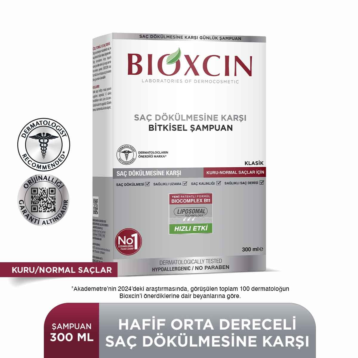 Saç Dökülmesine Karşı Kuru & Normal Saçlar İçin Şampuan 300 Ml