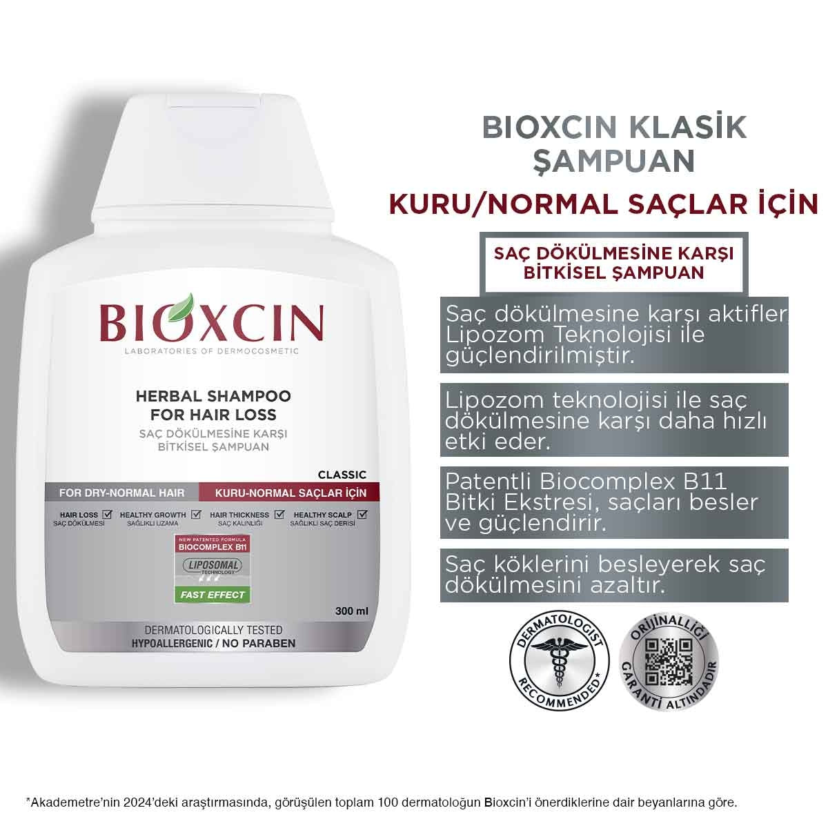 Saç Dökülmesine Karşı Kuru & Normal Saçlar İçin Şampuan 300 Ml