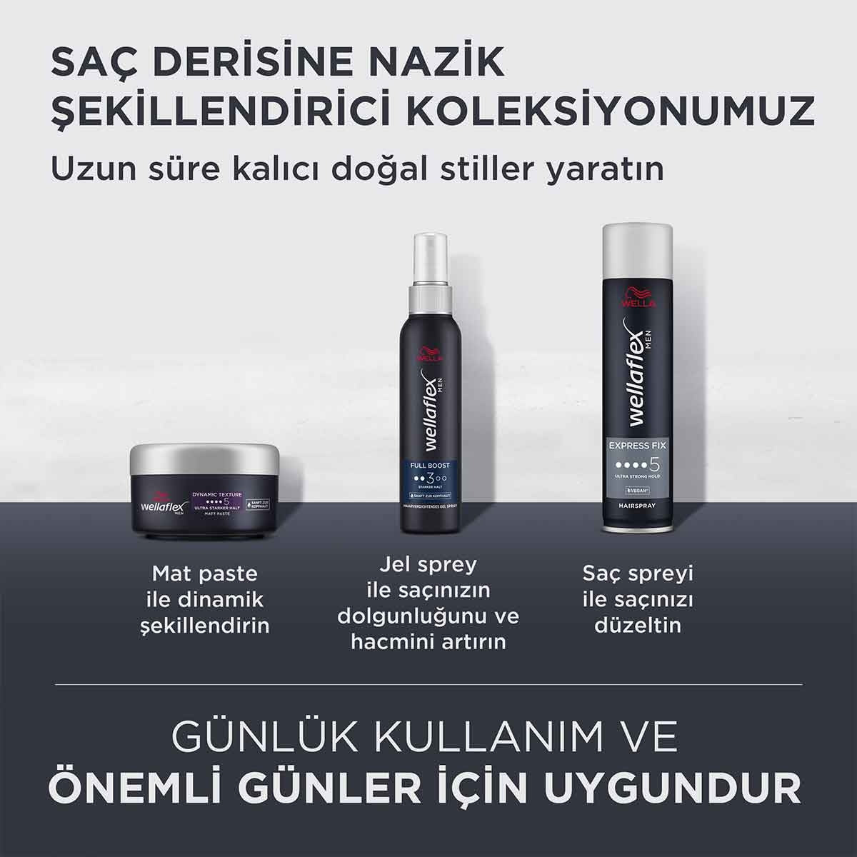 Wellaflex Saç Spreyi Erkek Hızlı Şekillendirme ve Ultra Güçlü Tutuş 250 ML