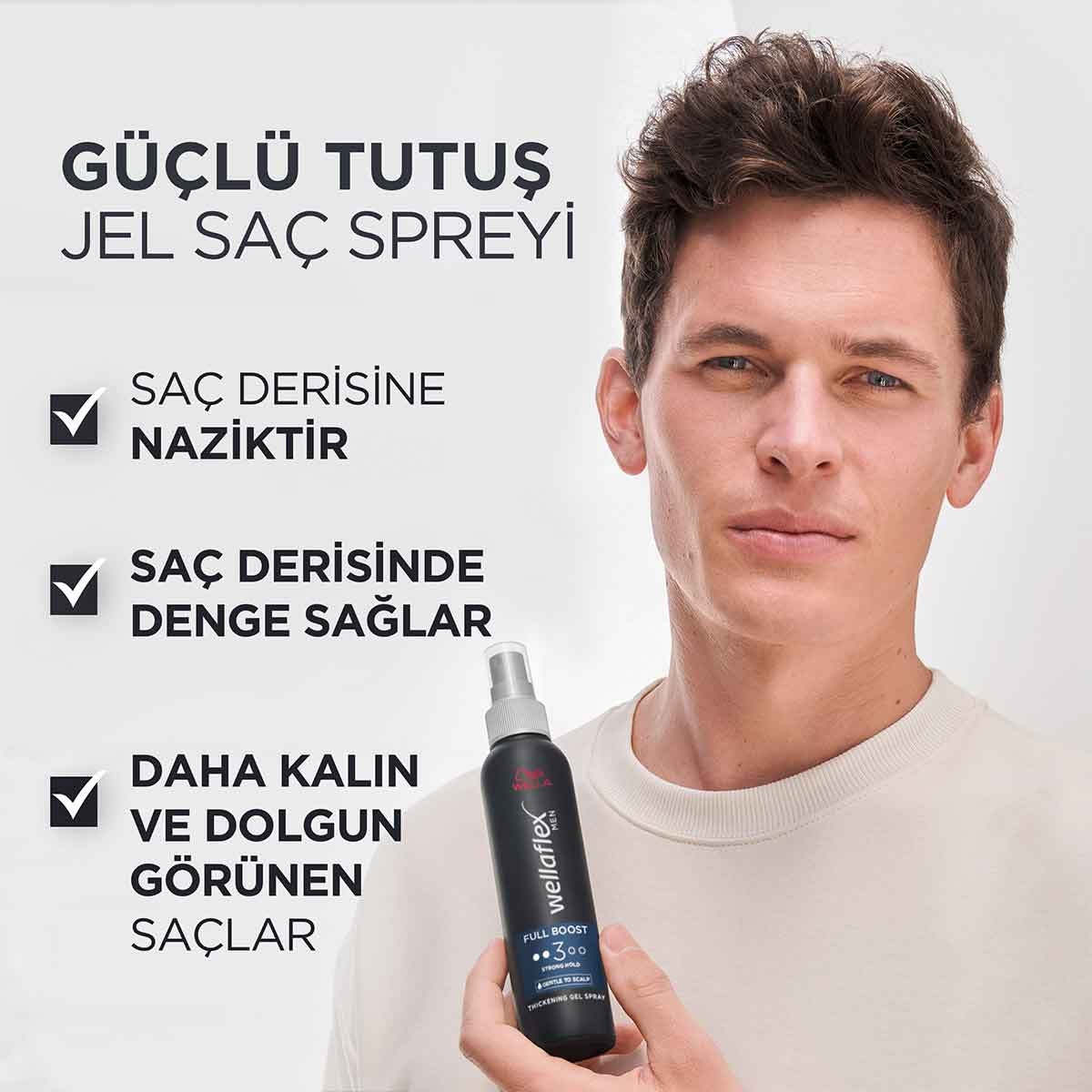 Wellaflex Jel Saç Spreyi Erkek Hacim Veren Kalınlaştırıcı &Ekstra Güçlü Tutuş 150 ML