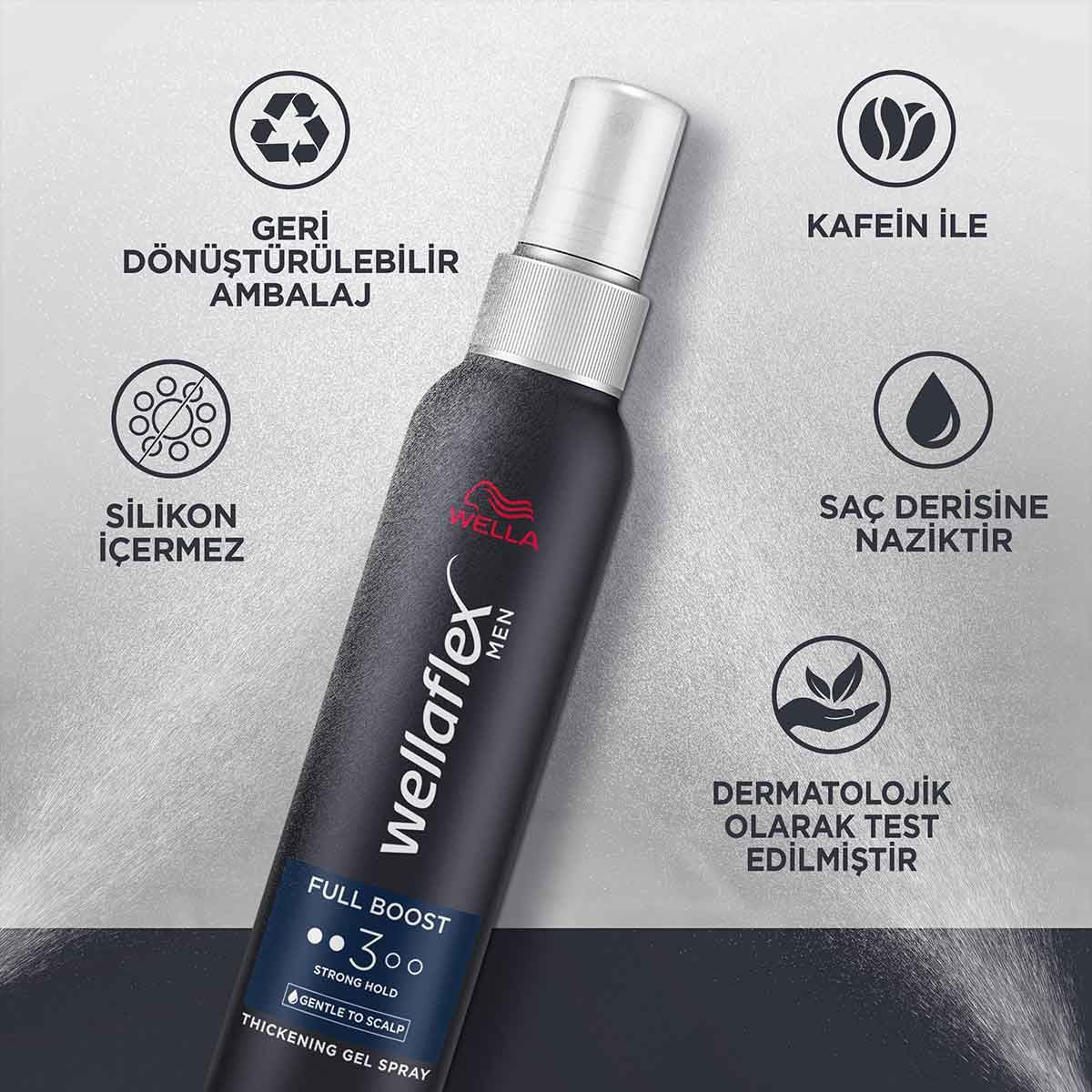 Wellaflex Jel Saç Spreyi Erkek Hacim Veren Kalınlaştırıcı &Ekstra Güçlü Tutuş 150 ML
