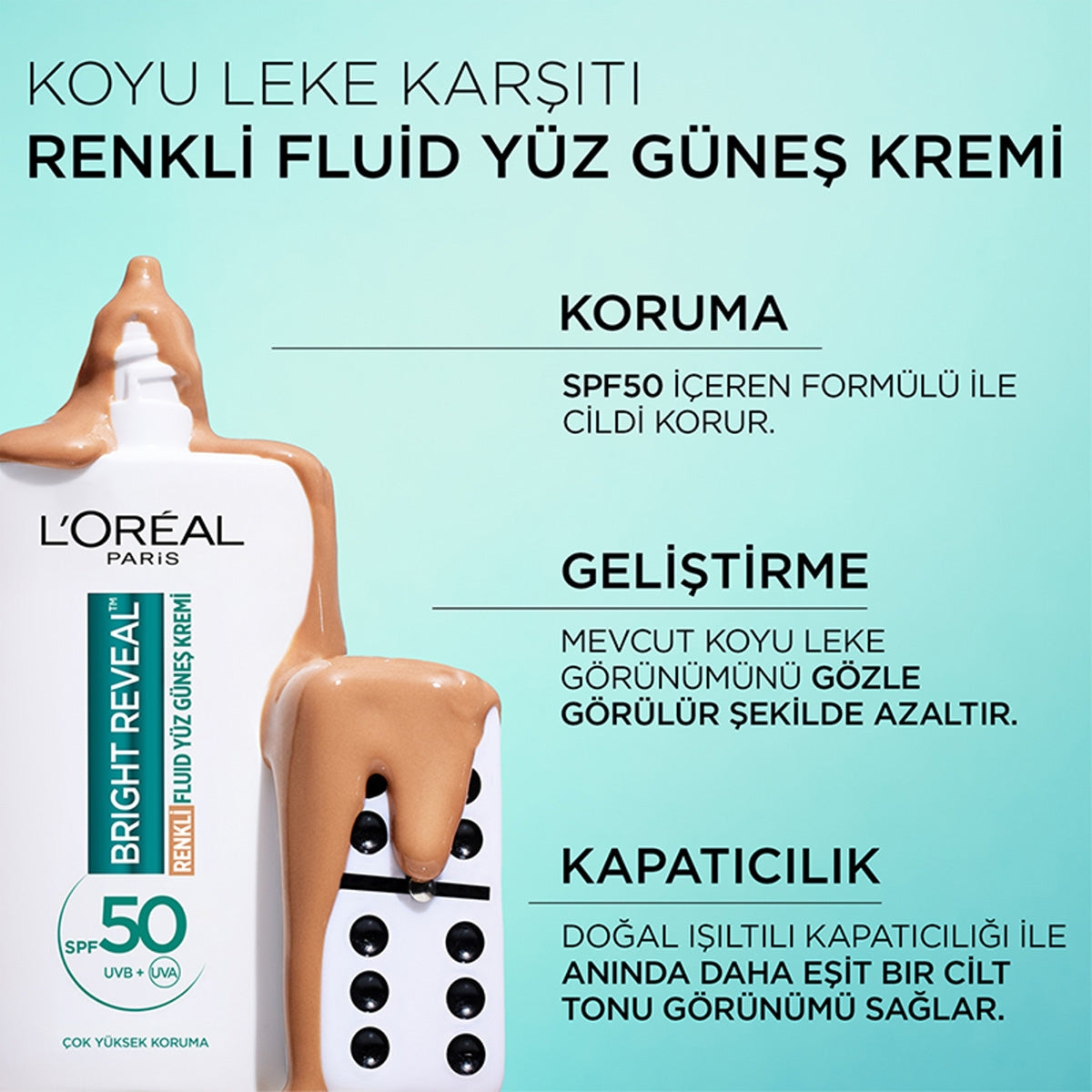 Bright Reveal Renkli Fluid Yüz Güneş Kremi Medium SPF50 50 ml