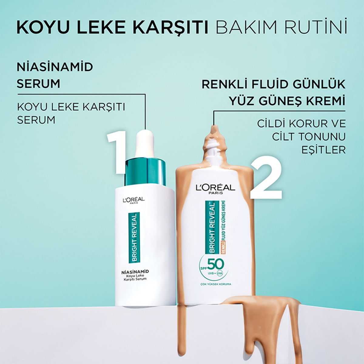 Bright Reveal Renkli Fluid Yüz Güneş Kremi Medium SPF50 50 ml