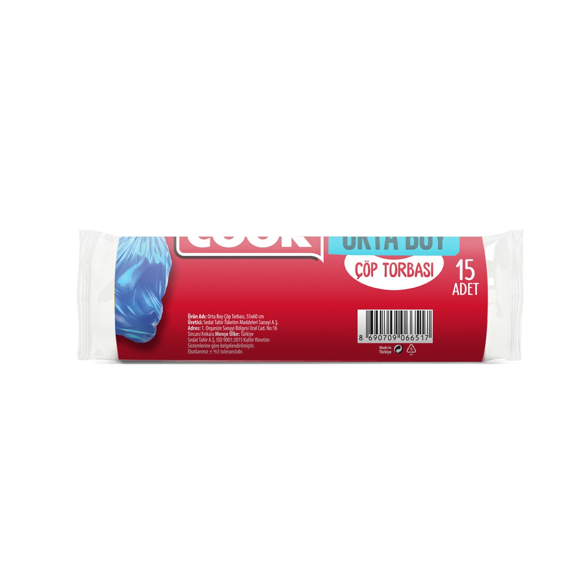 COOK Orta Boy Çöp Torbası 55x60 cm. 15'li Rulo