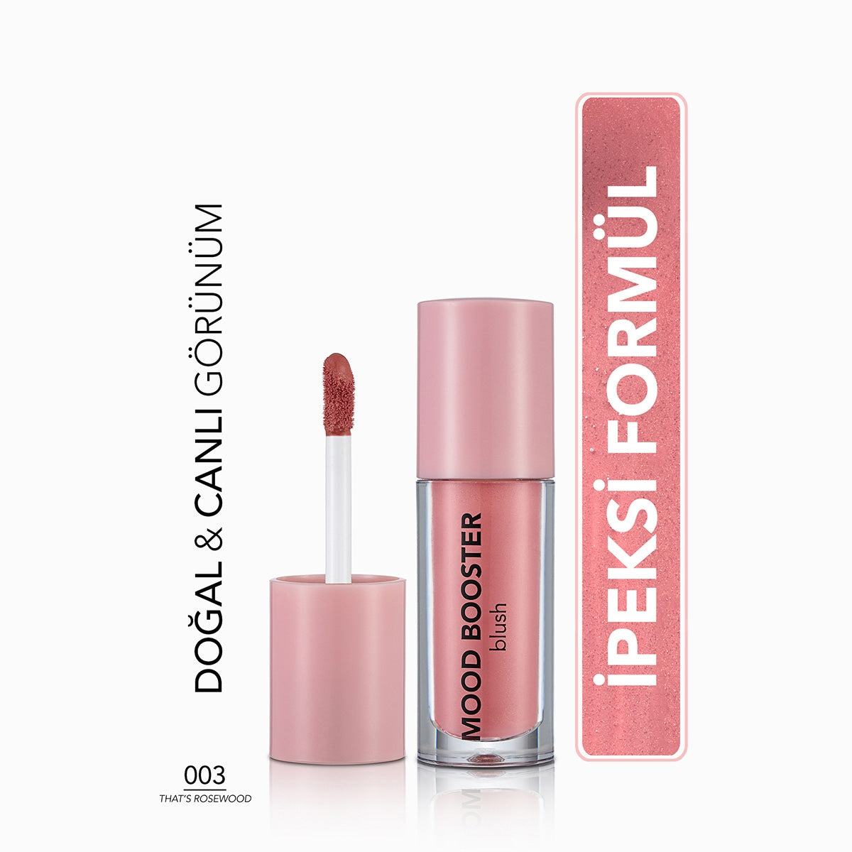 FLORMAR Mood Booster Yoğun Pigmentli & Doğal Işıltılı Likit Allık 003- Thats Rosewood