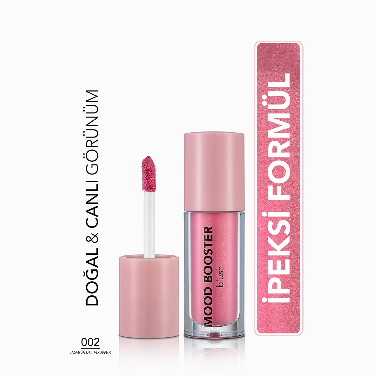 FLORMAR Mood Booster Yoğun Pigmentli & Doğal Işıltılı Likit Allık 002- Immortal Flower