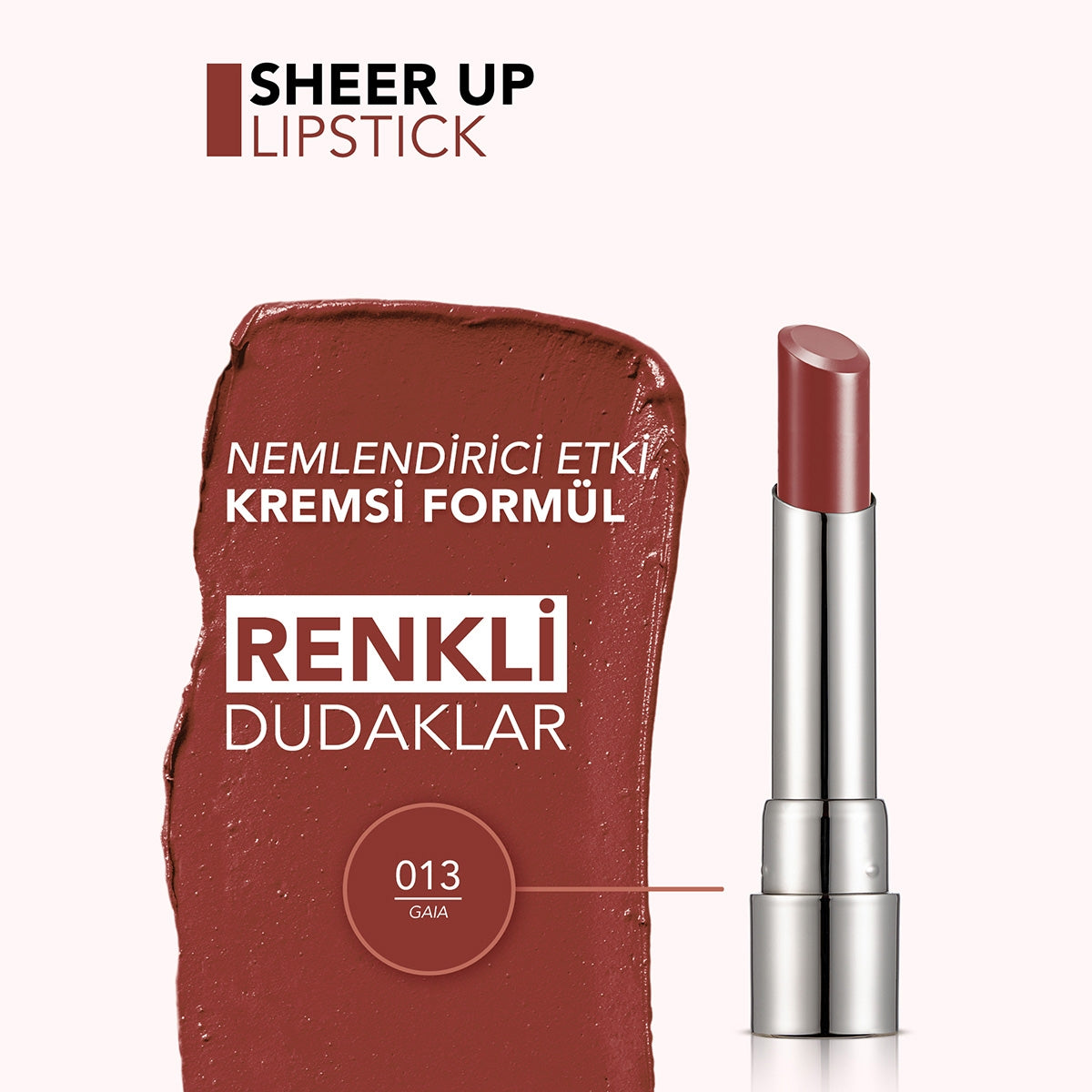 FLORMAR Sheer Up Yarı Transparan & Parlak Bitişli Nemlendirici Ruj 013- Gaia