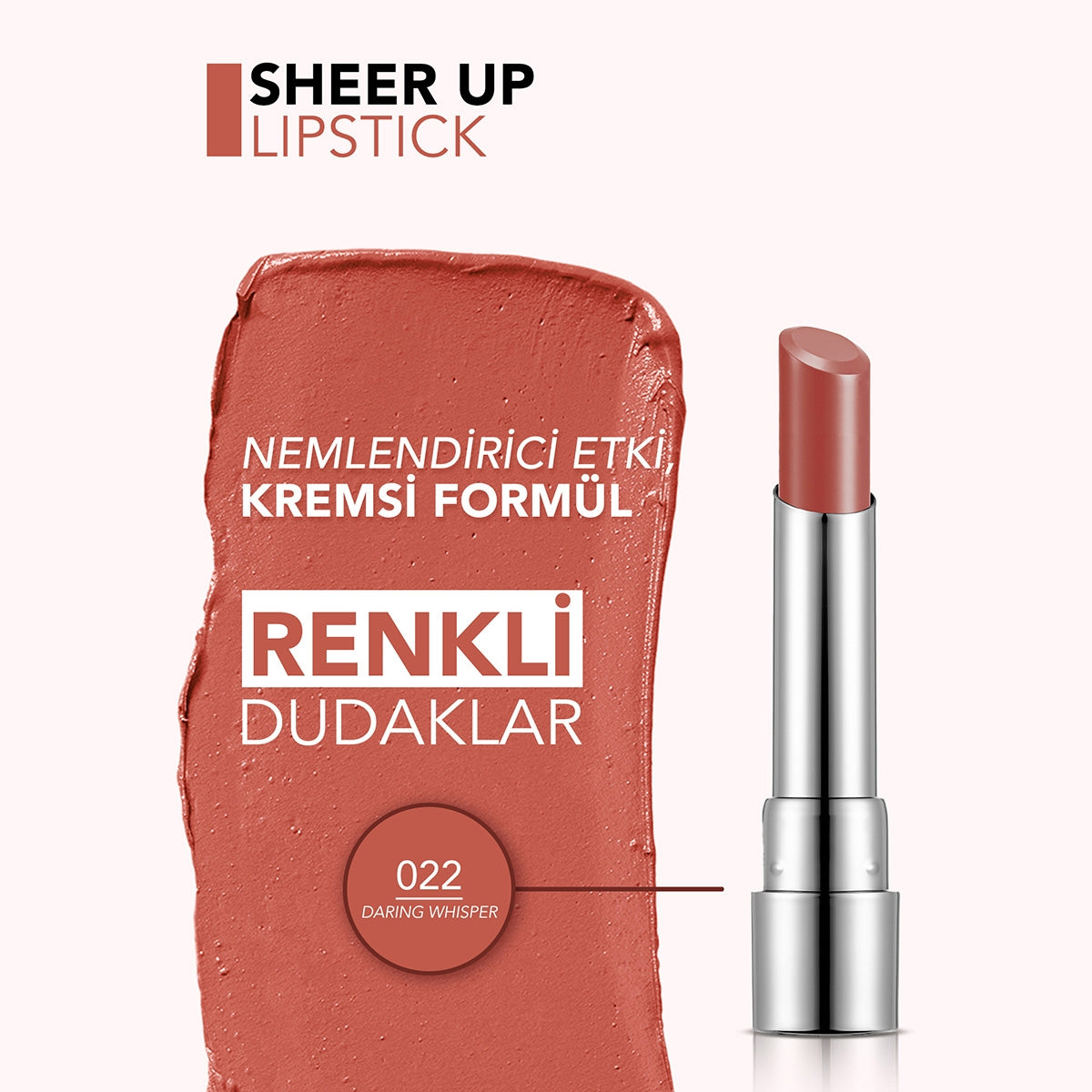 FLORMAR Sheer Up Yarı Transparan & Parlak Bitişli Nemlendirici Ruj 022- Daring Whisper