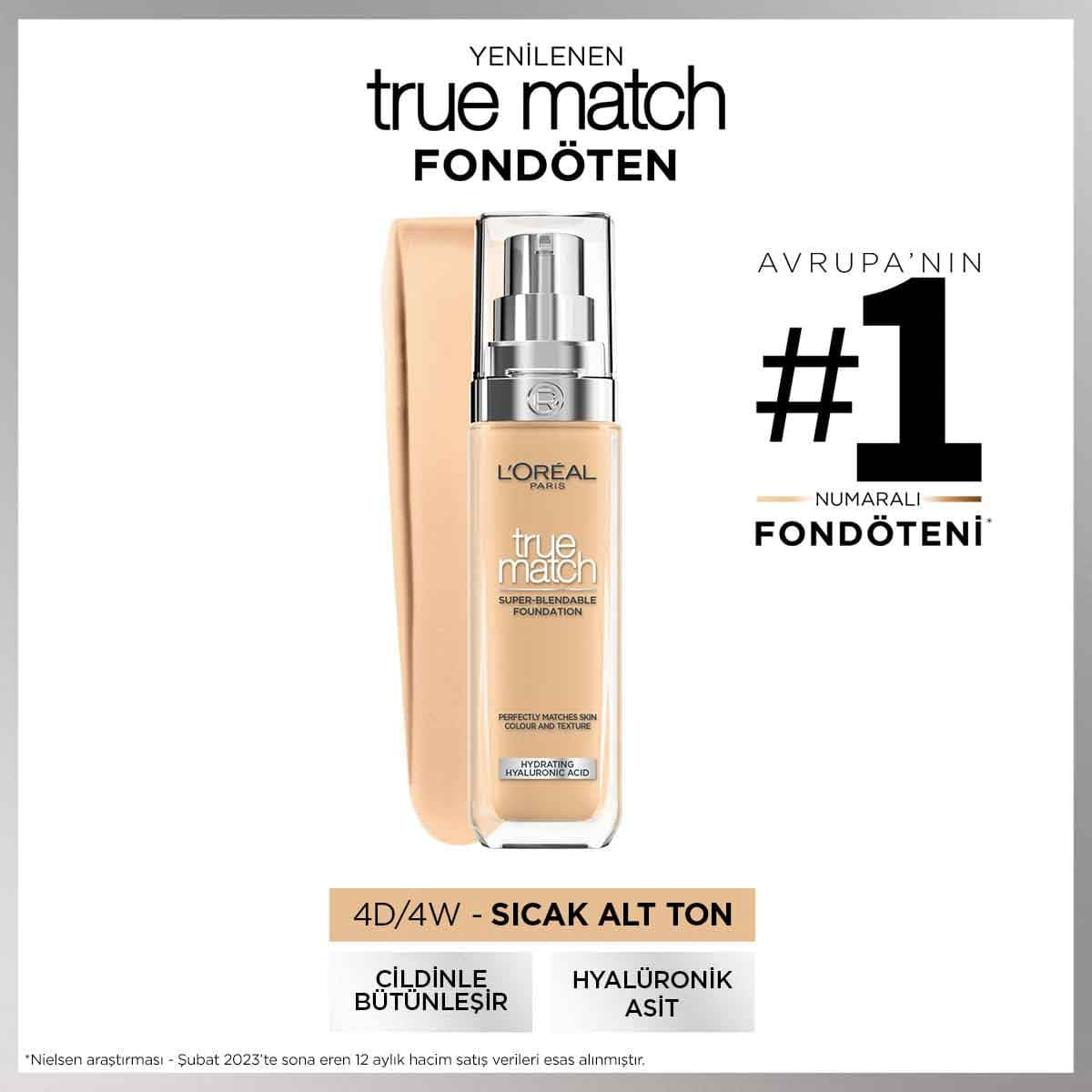 Fondöten True Match D4 Naturel