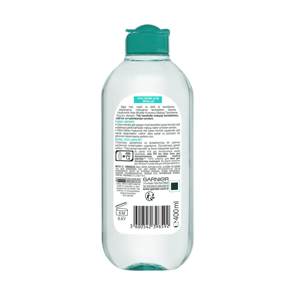 Micellar Hyaluronik Aloe Kusursuz Makyaj Temizleme Suyu 400 ml