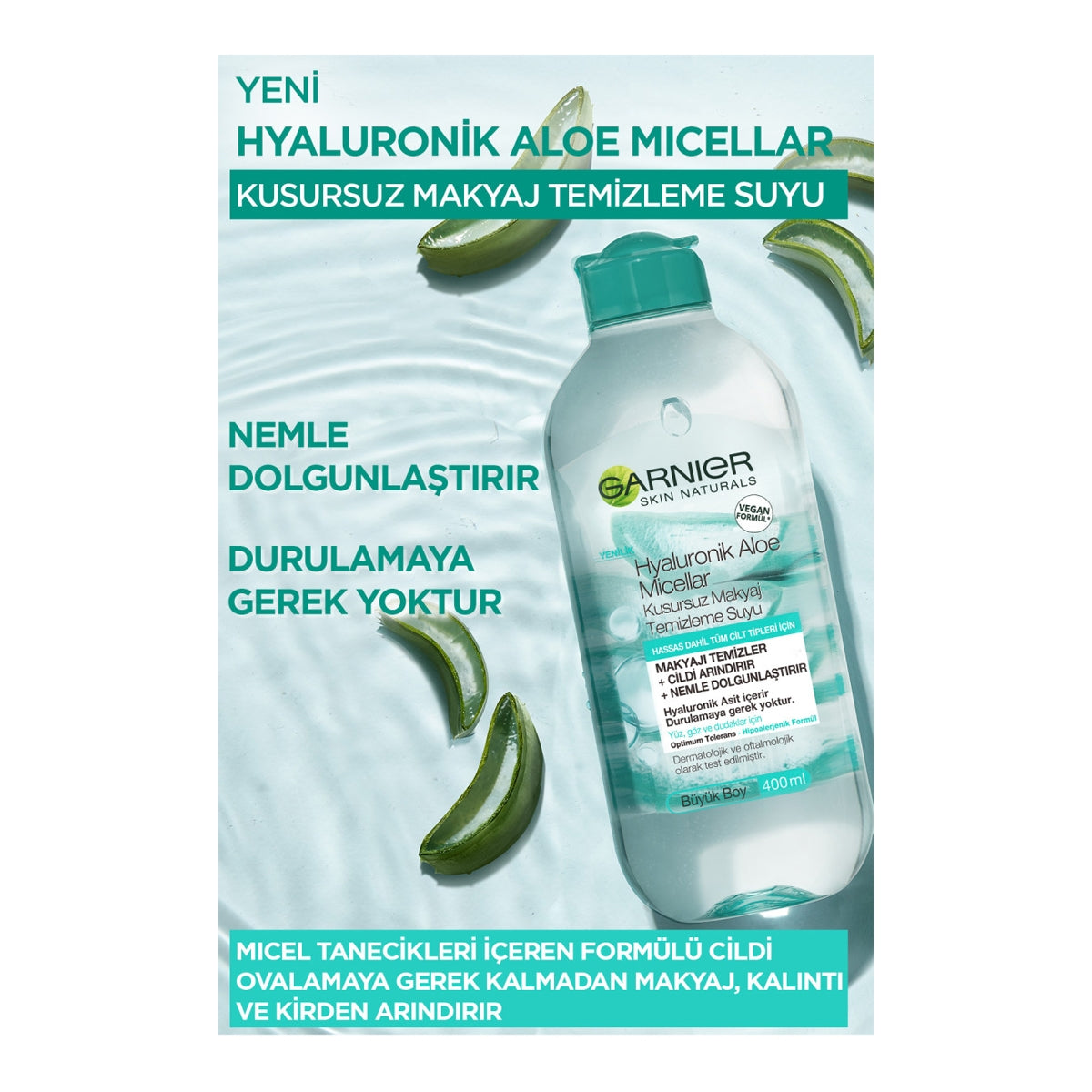 Micellar Hyaluronik Aloe Kusursuz Makyaj Temizleme Suyu 400 ml