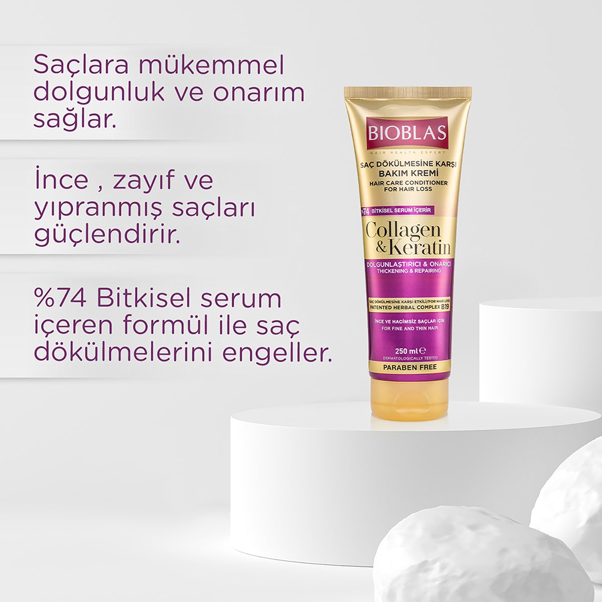 Kolajen&Keratin Dolgunlaştırıcı ve Onarıcı Saç Kremi 250 ml