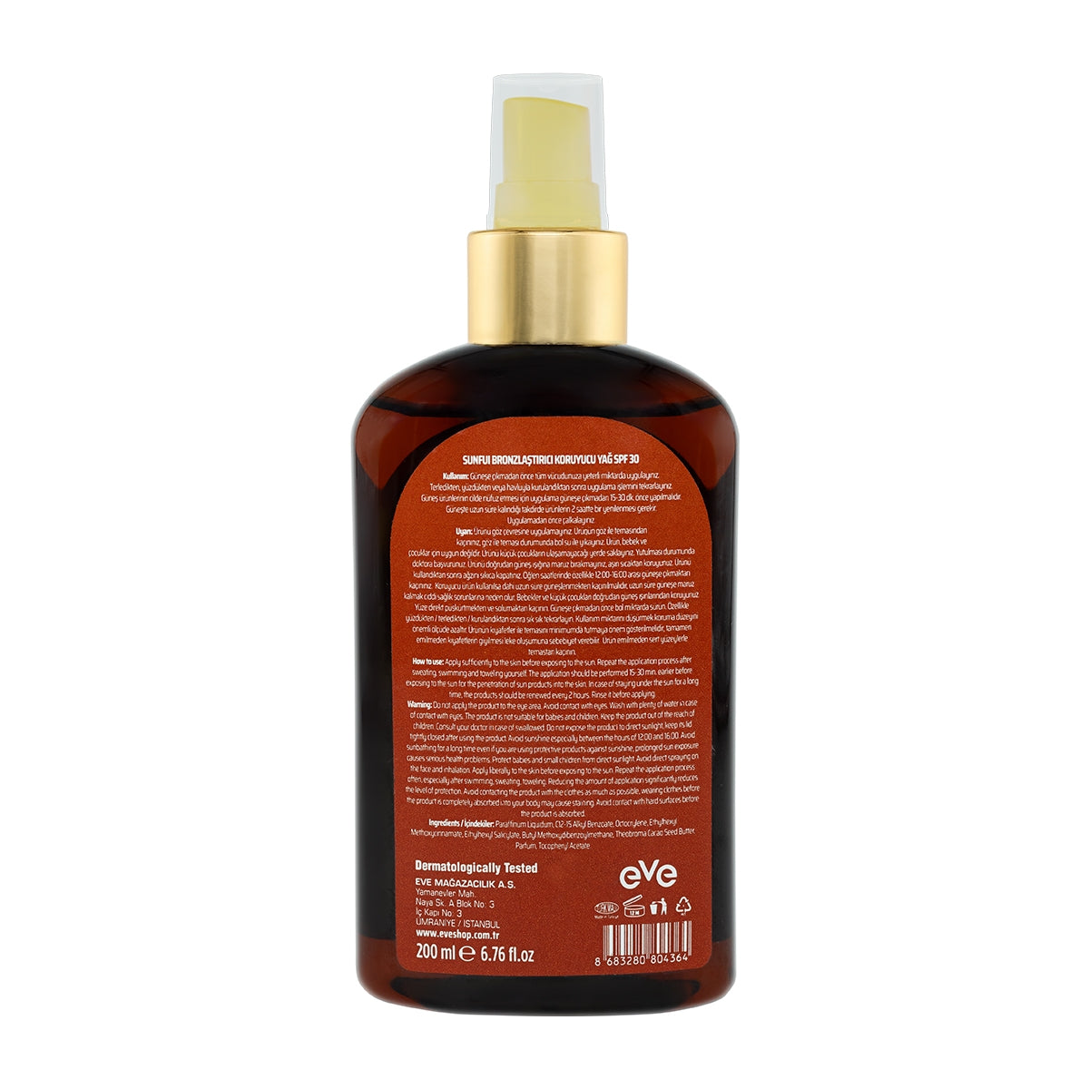 Bronzlaştırıcı Koruyucu Yağ SPF 30 200 ml