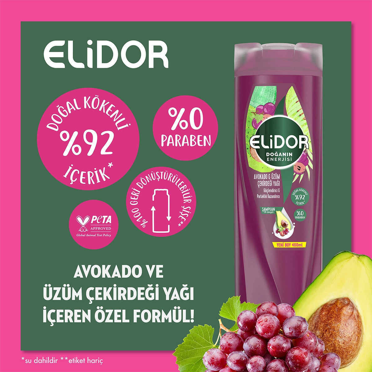 Şampuan Avokado & Üzüm Çekirdeği Yağı 400 ml