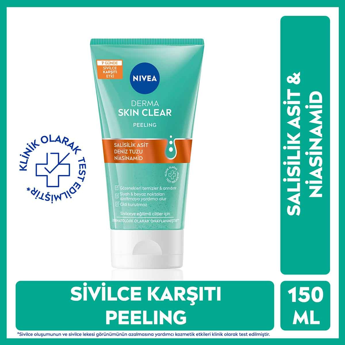 Derma Skin Clear Sivilce Karşıtı Peeling 150ml, Niasinamid, Salisilik Asit