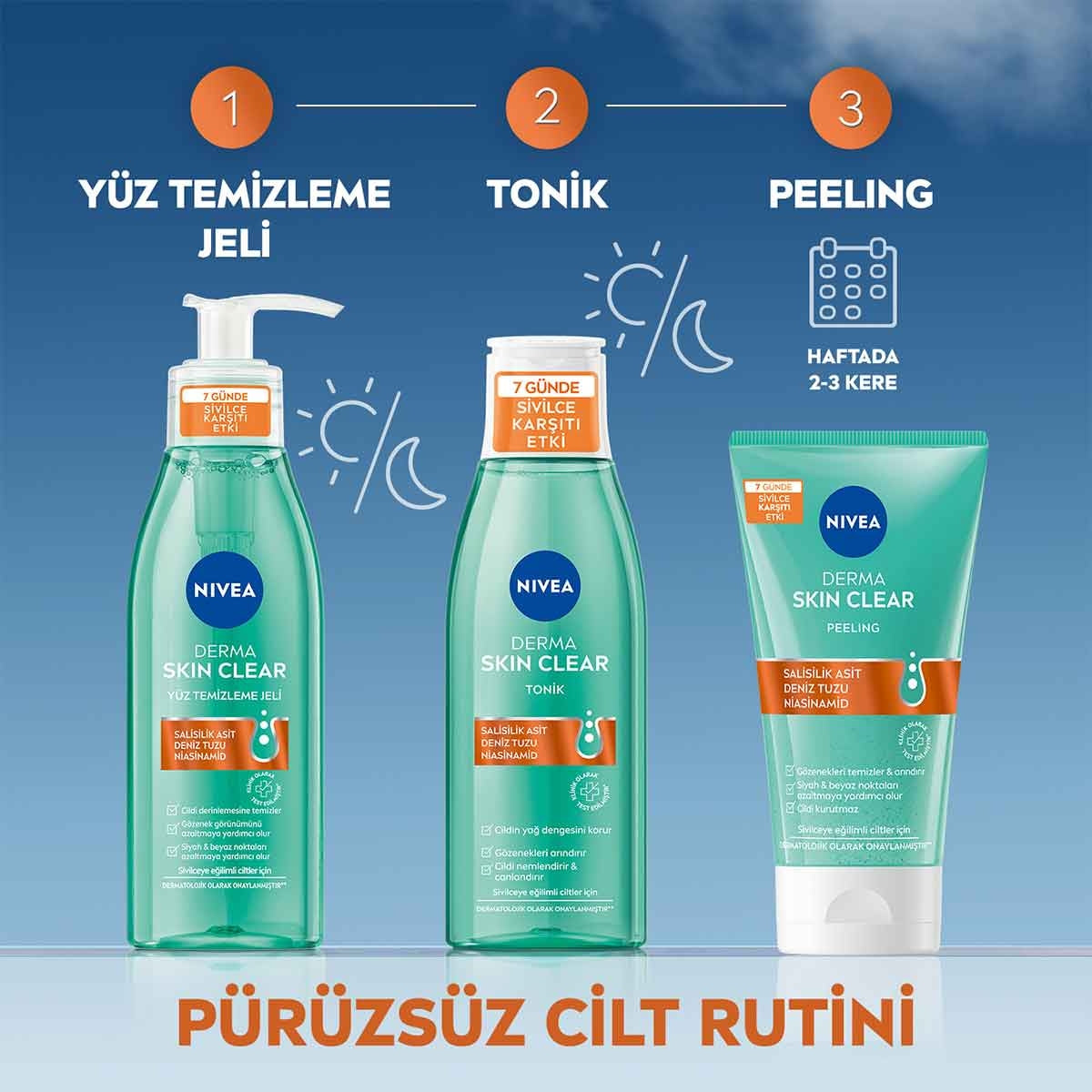 Derma Skin Clear Sivilce Karşıtı Peeling 150ml, Niasinamid, Salisilik Asit