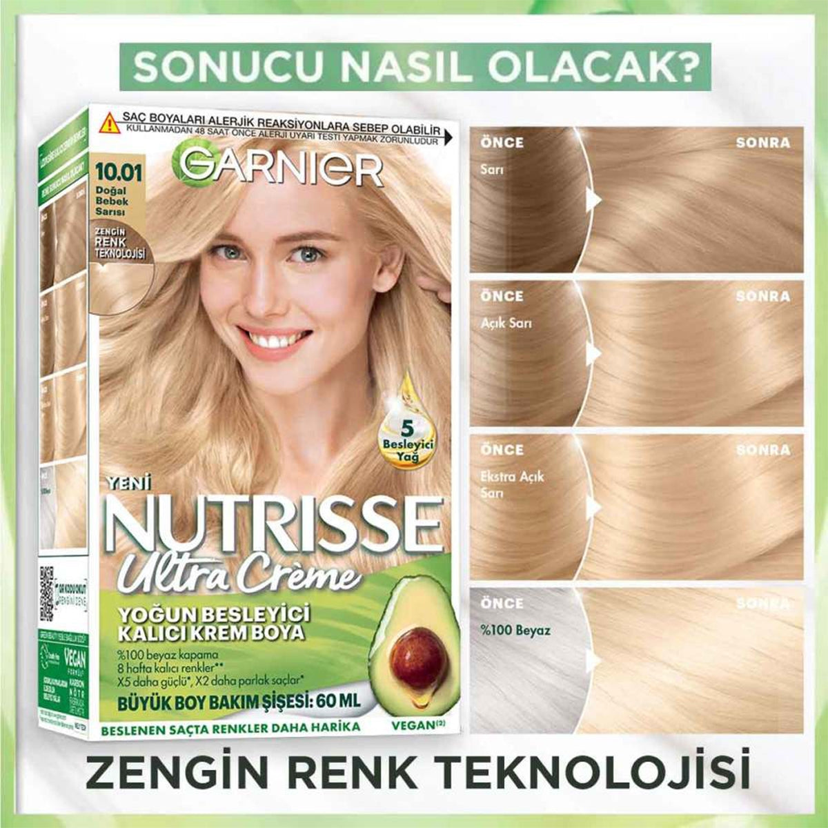 Saç Boyası Nutrisse Ultra Creme Doğal Bebek Sarı 10-01