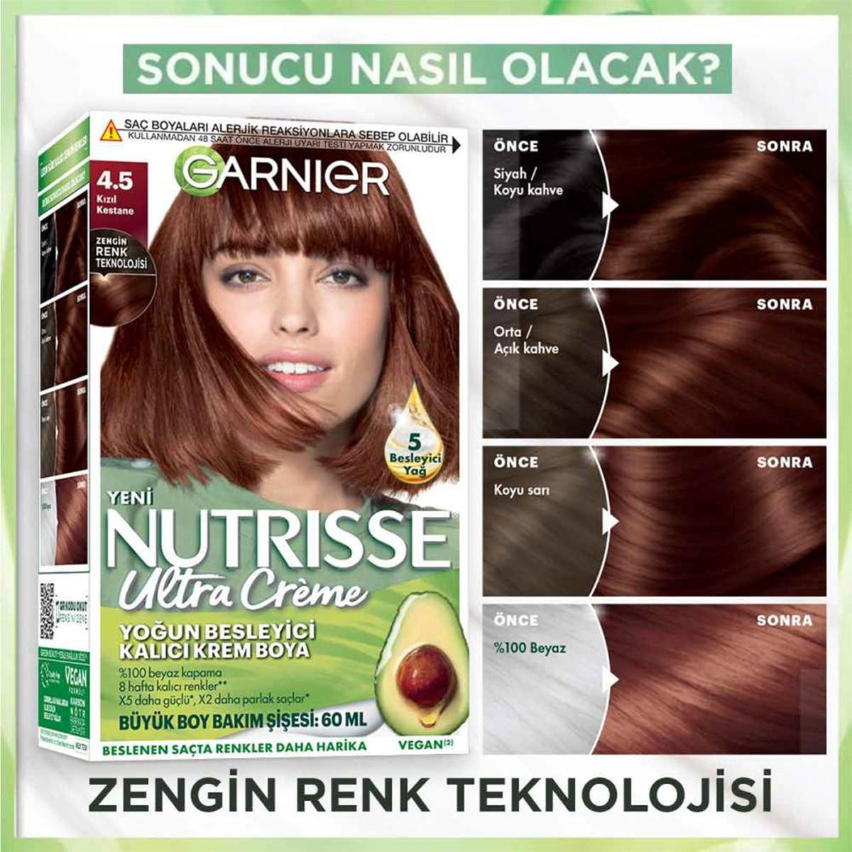 Saç Boyası Nutrısse Ultra Creme Kızıl Kestane 4-5