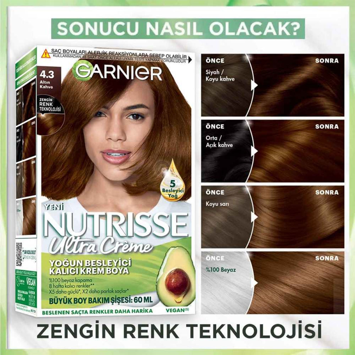 Saç Boyası Nutrısse Ultra Creme Altın Kahve 43-