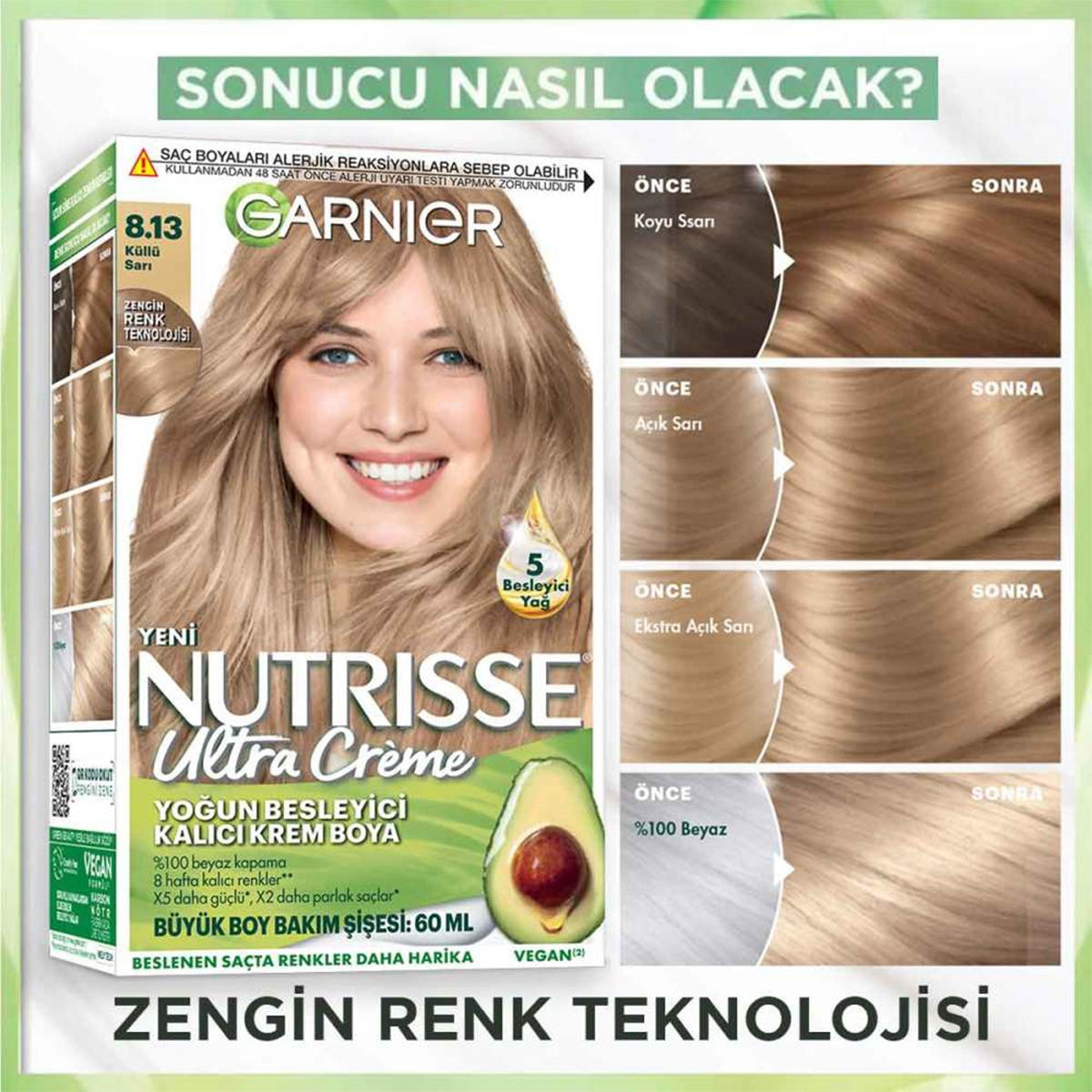 Saç Boyası Nutrısse Küllü Sarı 8-13