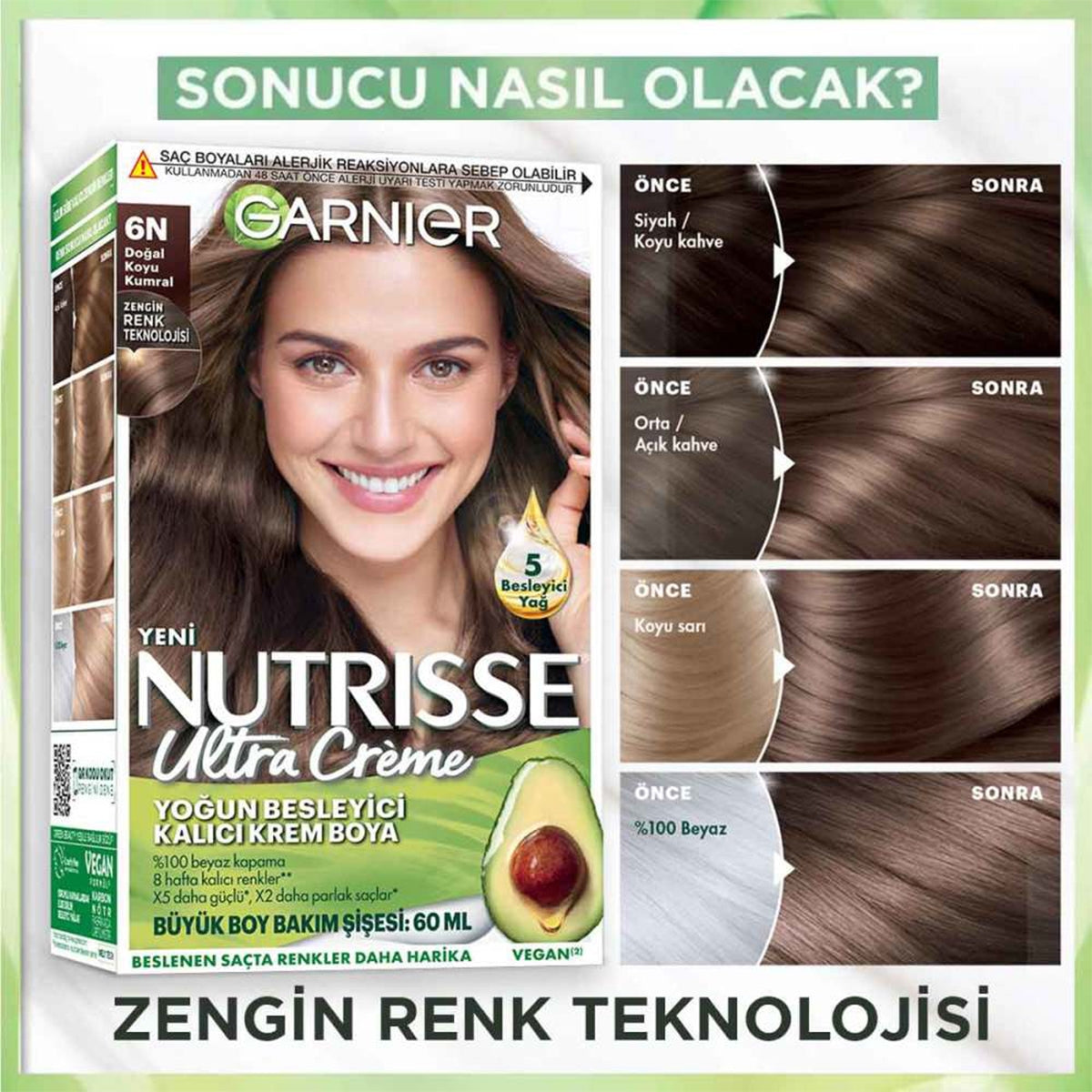 Saç Boyası Nutrısse Ultra Crem Doğal Koyu Kumral 6N