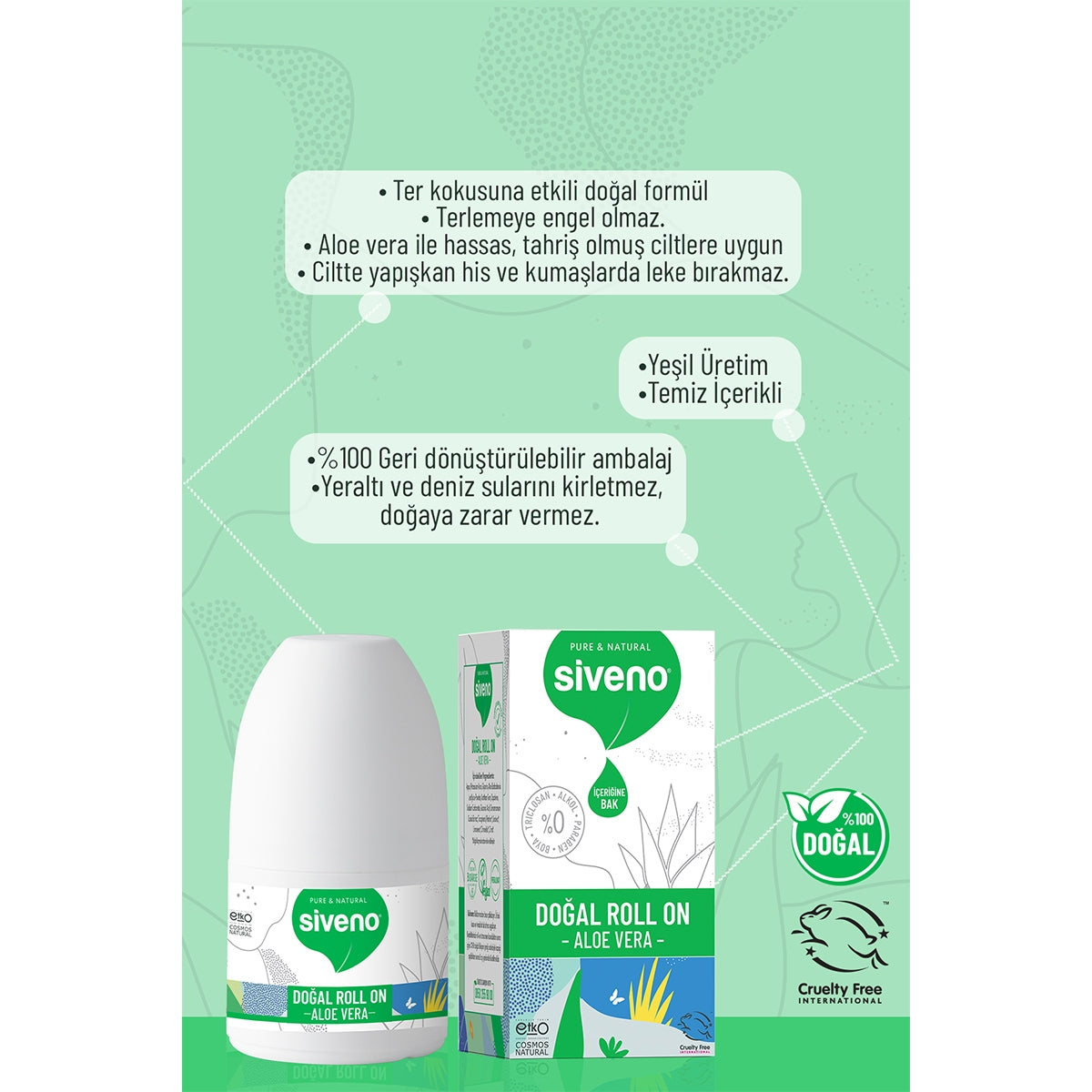 Doğal Roll On Unisex Aloe Vera 50 ml