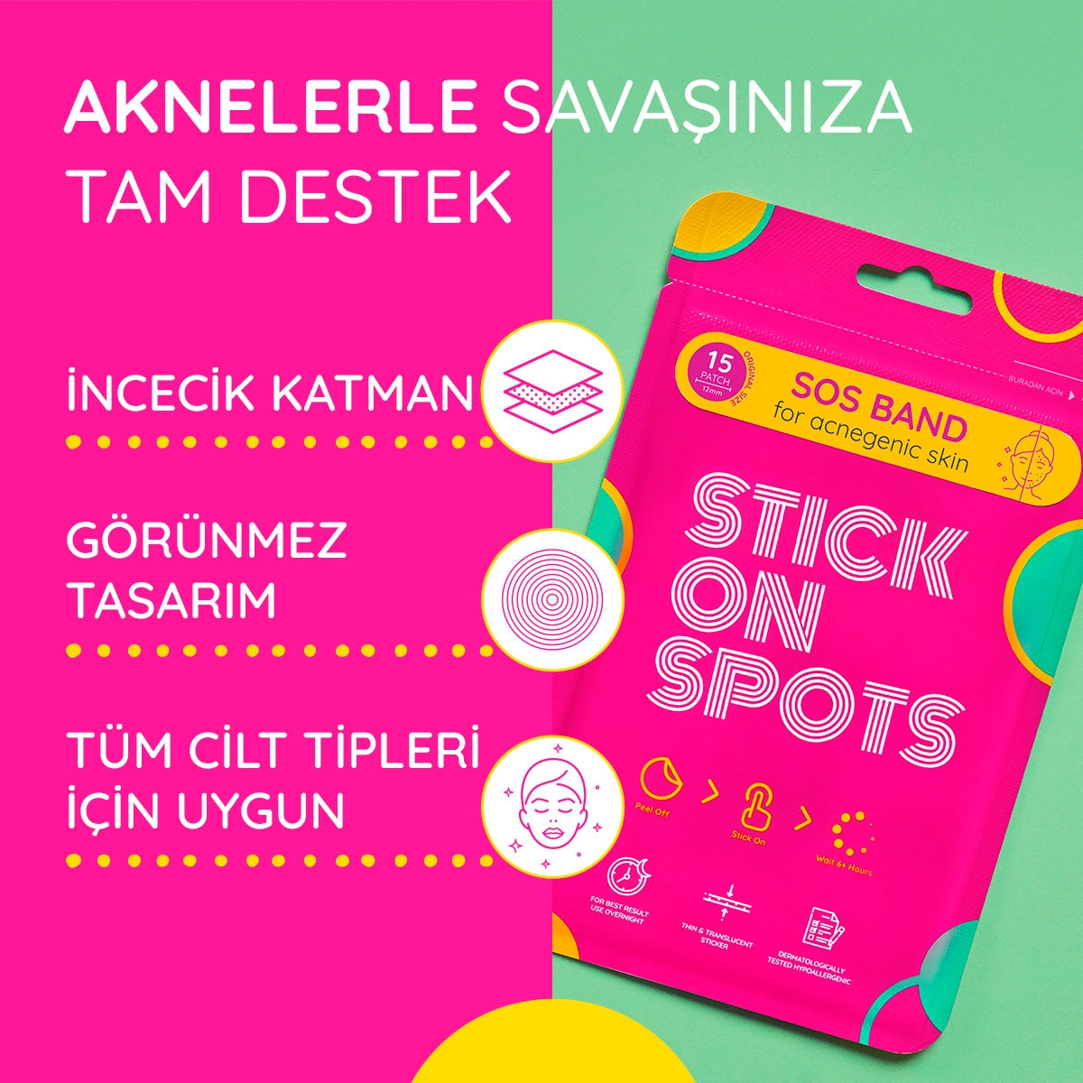 STICK ON SPOTS SOS BAND AKNE KARŞITI 15 ADET