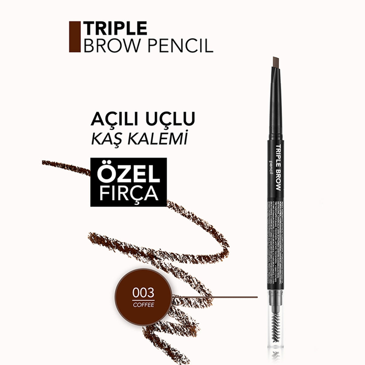 Flormar Kaş Kalemi Triple Brow Kremsi Dokulu 03 Coffee