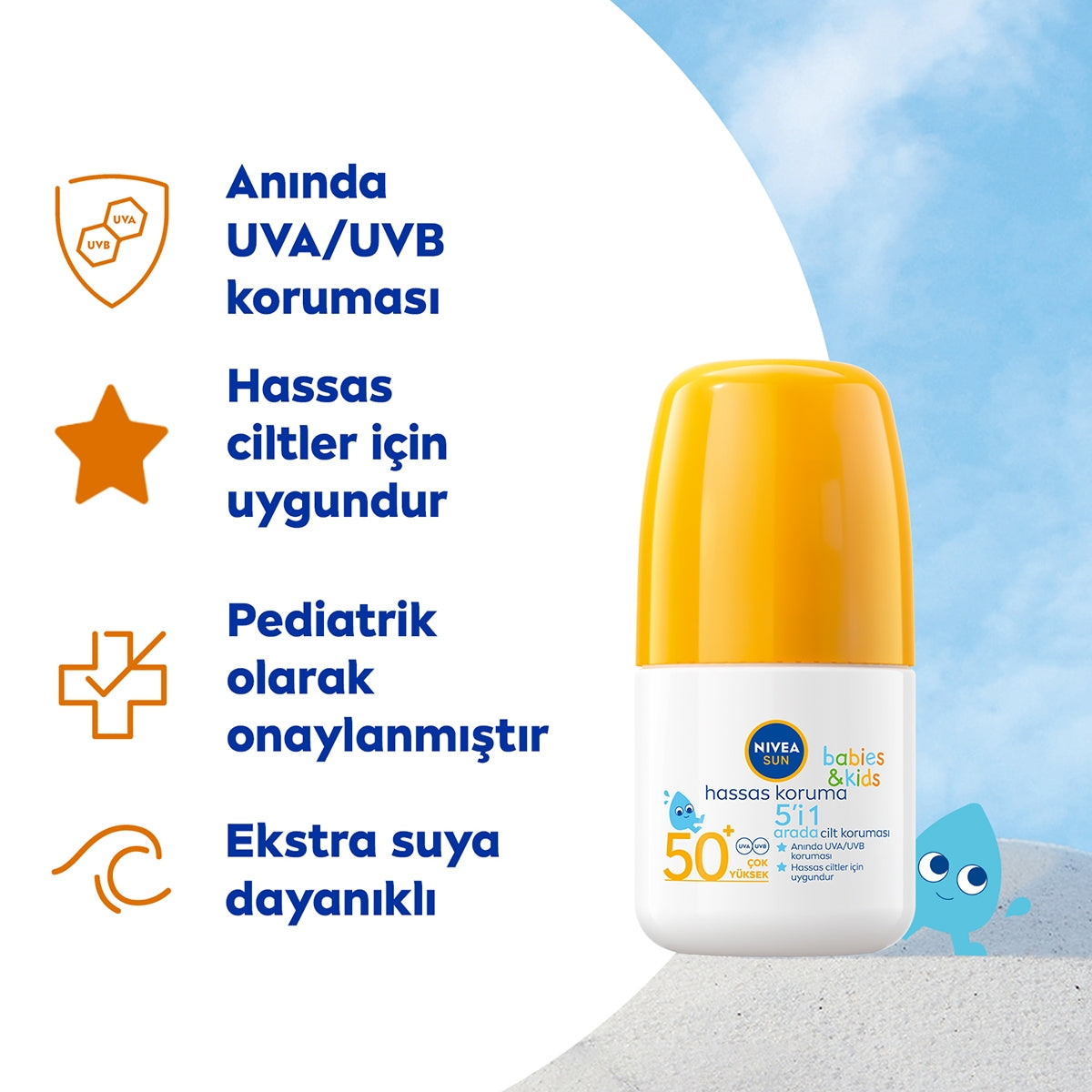 GUNES ROLL ON HASSAS KORUMA COCUK SPF50 50 ML