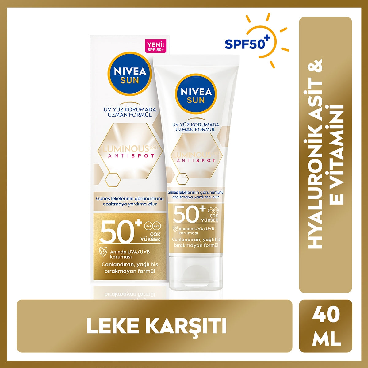 YUZ GUNES KREMI LUMINOUS630 LEKE KARŞITI SPF50 40 ML