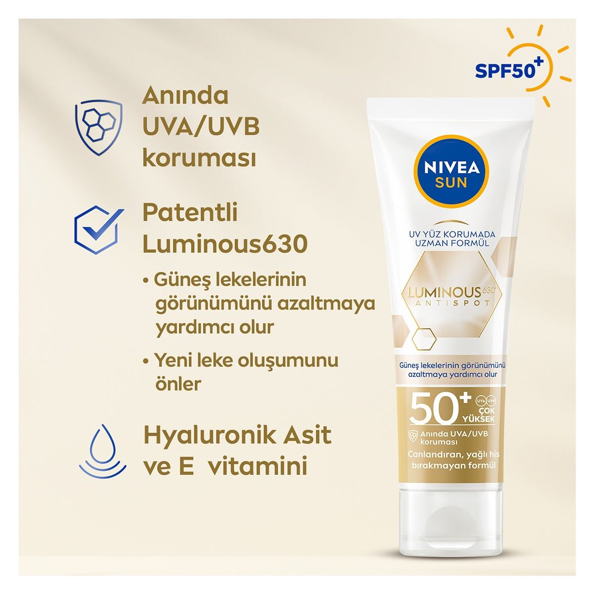 YUZ GUNES KREMI LUMINOUS630 LEKE KARŞITI SPF50 40 ML