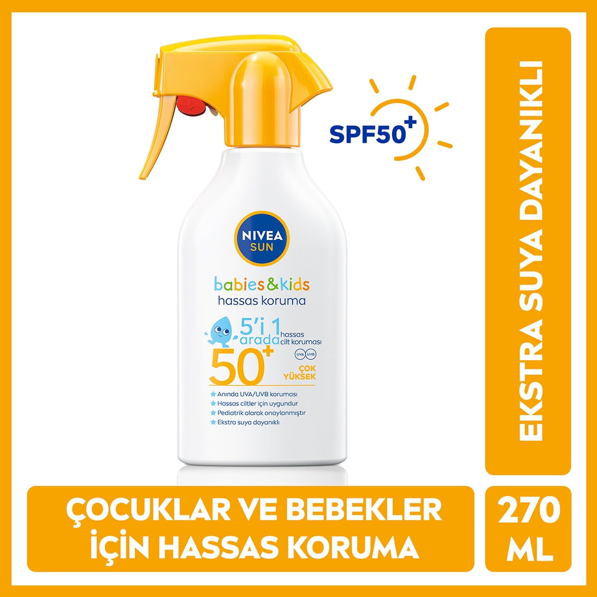 GUNES SPREYI HASSAS KORUMA BEBEK & COCUK  SPF50 270 ML