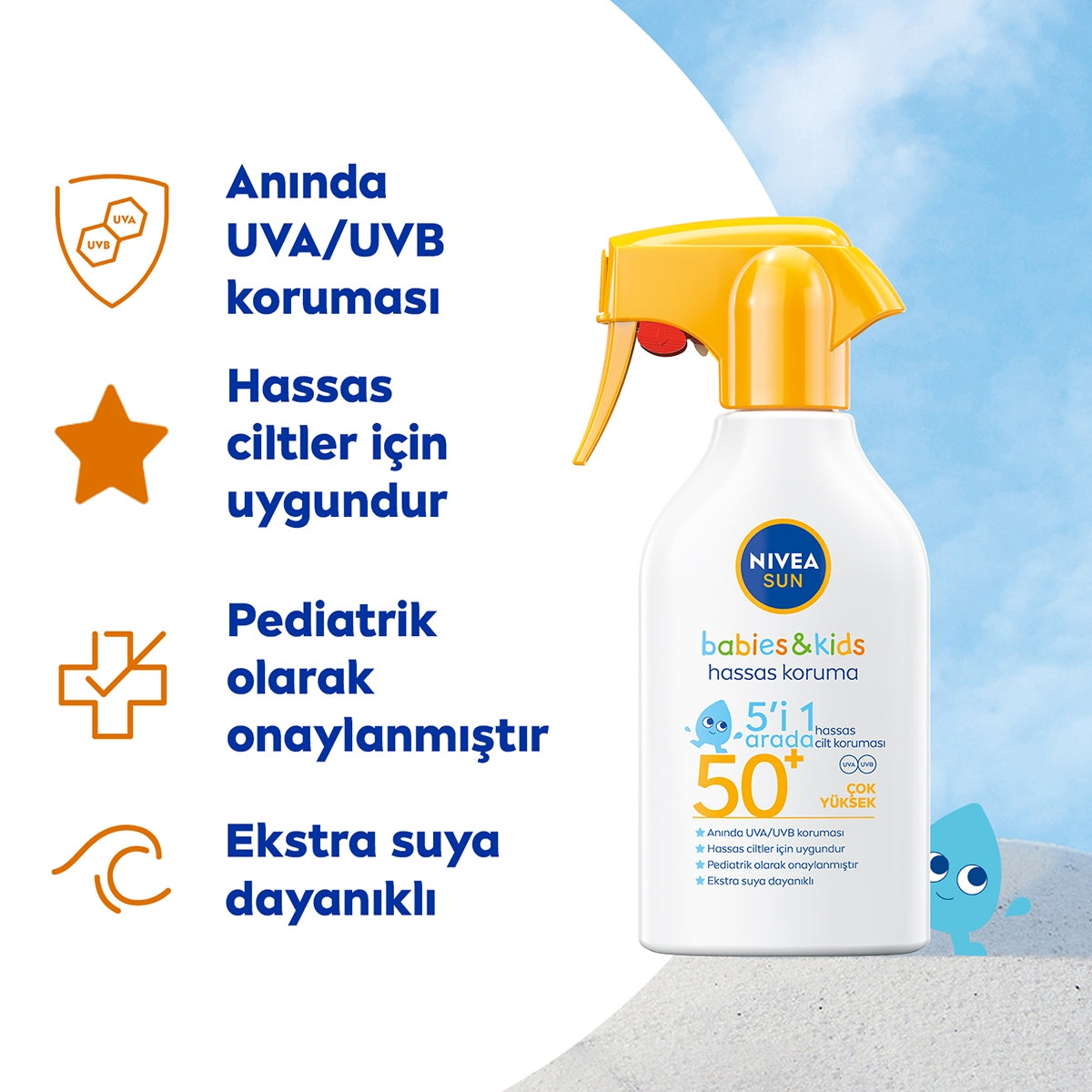 GUNES SPREYI HASSAS KORUMA BEBEK & COCUK  SPF50 270 ML