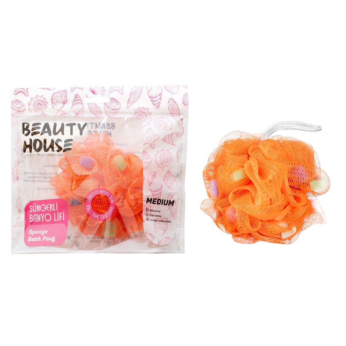 Beauty House Süngerli Banyo Lifi Medium- Turuncu