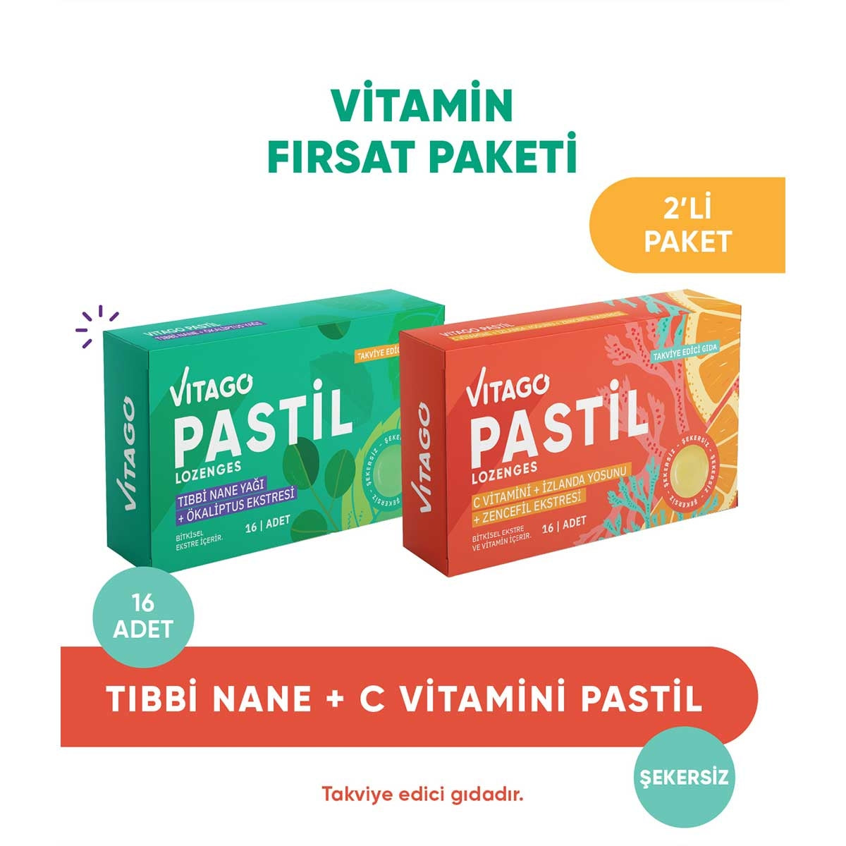 Pastil Vitamin C + İzlanda Yosunu + Zencefil Ekstresi 16'lı Tablet