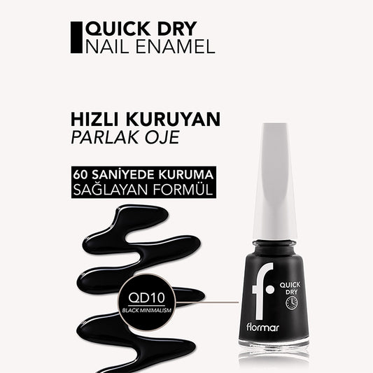 Oje Ouick Dry One-10 Black Minimalism New