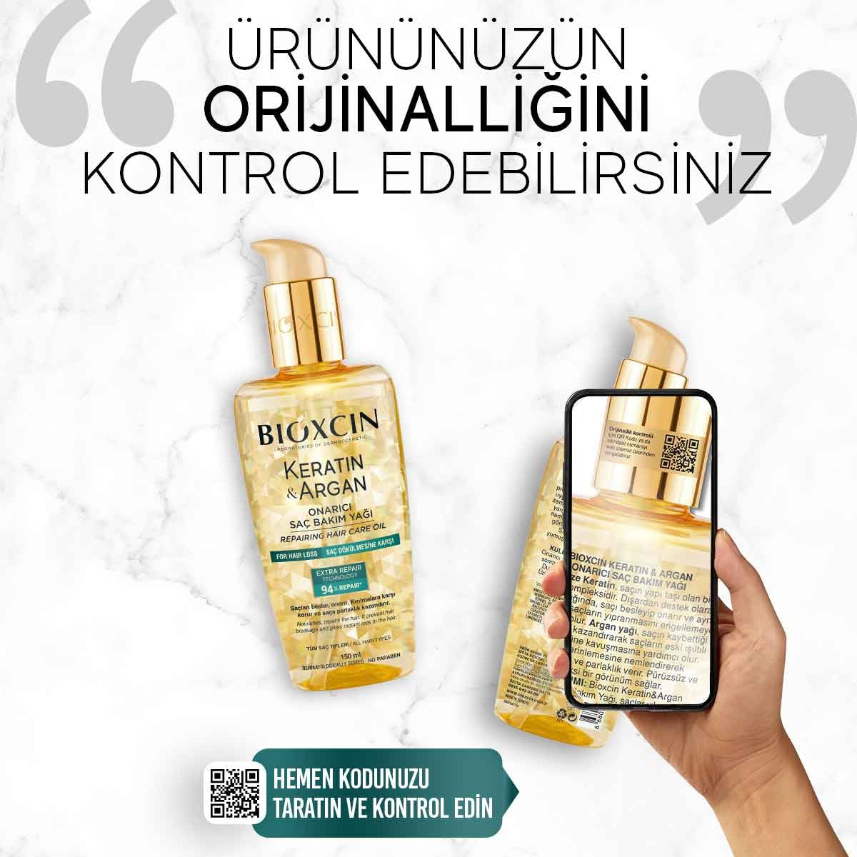 Keratin & Argan Onarıcı Saç Bakım Yağı 150 Ml