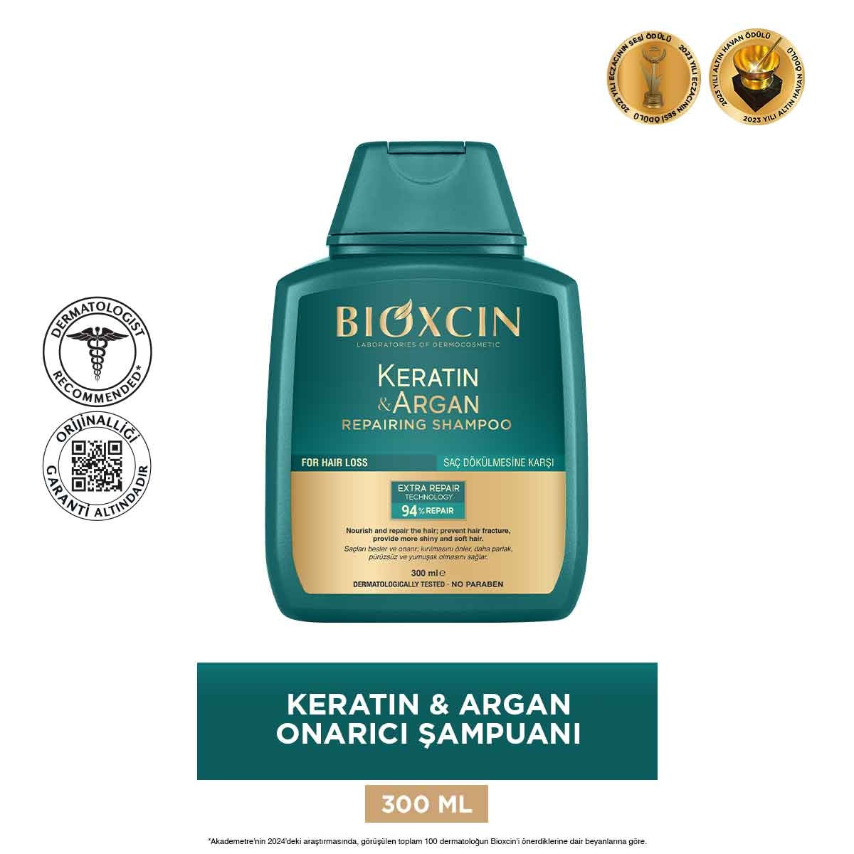 Keratin & Argan Onarıcı Şampuan 300 Ml